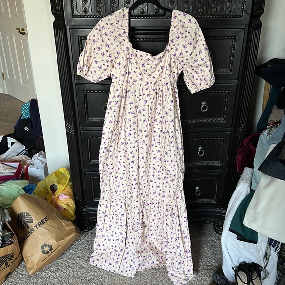 NEW FOURTEENTH PLACE Floral Puff Sleeve Maxi Dress Size M - Picture 6 of 11